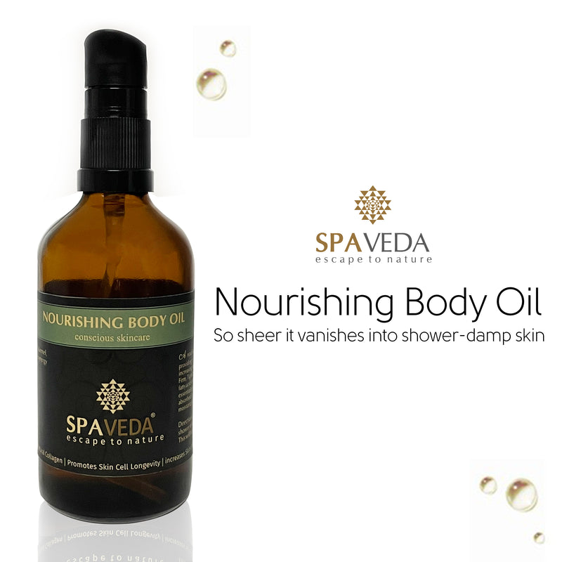 NOURISHING BODY OIL | Dry Skin Moisturizer & Hydrating Body Massage Oil, for Radiant & Healthy Looking Glow, Nourishing Bath Oil for Sheer Moisture